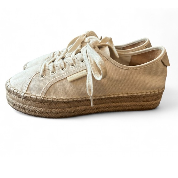 Tory Burch Cream Canvas Espadrille Sneakers Size US 10 - Picture 1 of 6